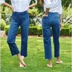 Frank & Eileen Kinsale Cropped Jeans Raw‎ Hem size 12 medium wash quiet luxury